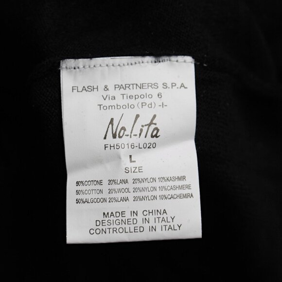 Nolita - "2 in 1" Cotton Cashmere Sweater Dress, Black + Blue Lace Inset, Large - Picture 7 of 9